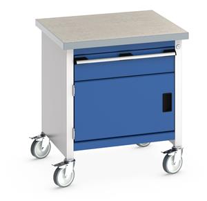 Bott Mobile Bench Lino Top 750Wx750Dx840mmH- 1 Drwr,1 Cupbd 750mm Wide Storage Benches 41002090.11v Gentian Blue (RAL5010) 41002090.24v Crimson Red (RAL3004) 41002090.19v Dark Grey (RAL7016) 41002090.16v Light Grey (RAL7035) 41002090.RAL Bespoke colour £ extra will be quoted